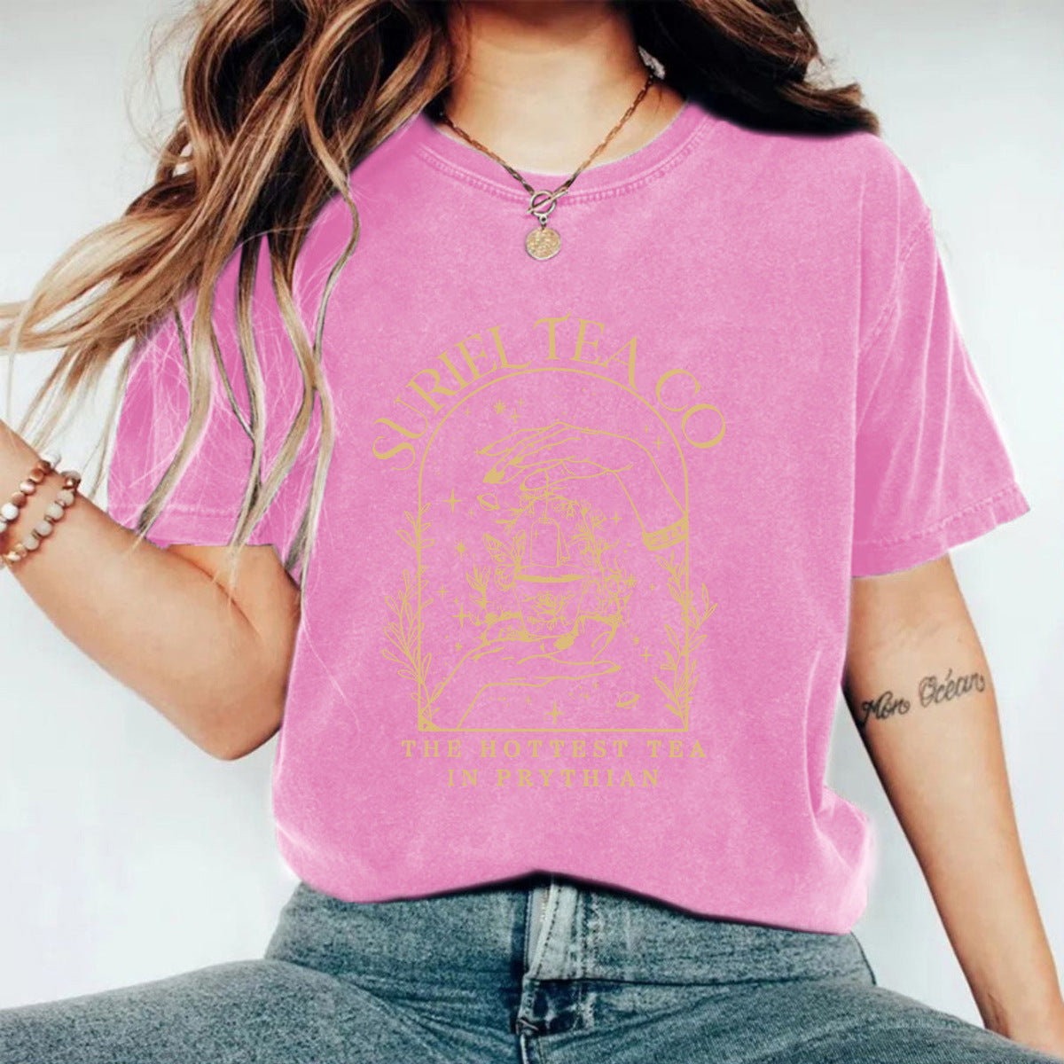 Washed and used T-shirt with printed T-shirt