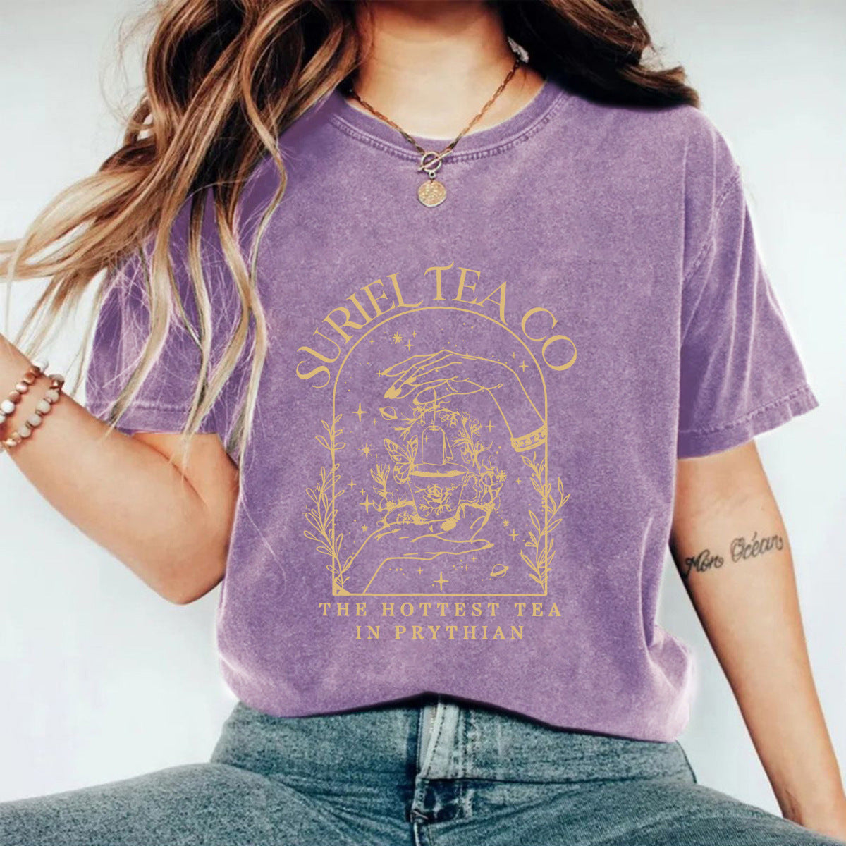 Washed and used T-shirt with printed T-shirt