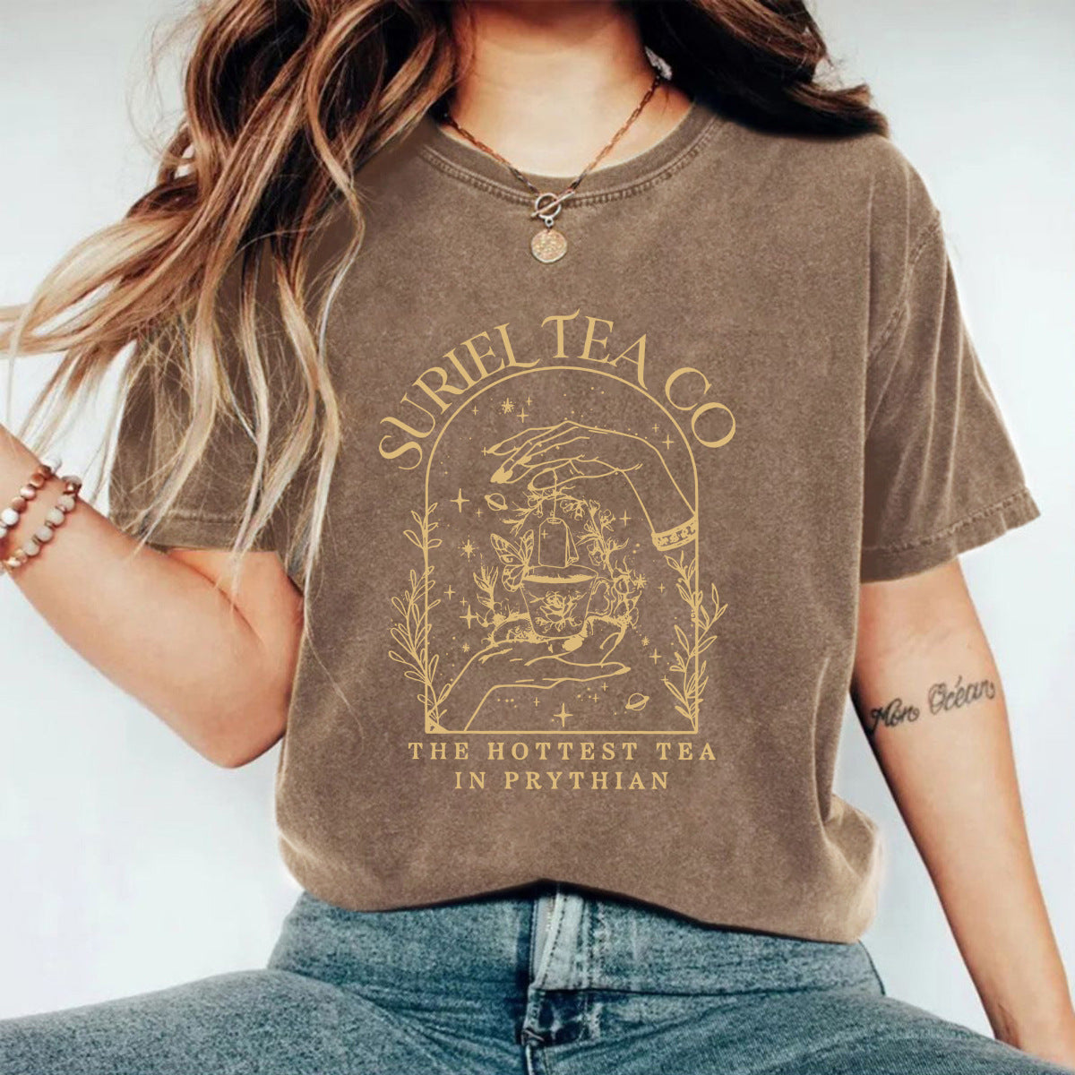 Washed and used T-shirt with printed T-shirt